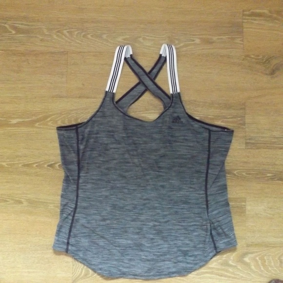 adidas Tops - ADIDAS cross back gray athletic shirt XL